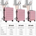 Keytang Smileline Lightweight Hardside Luggage 3 Piece Set bonus Makeup Bag pink