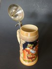 Vintage German Lidded Beer Stein     Tavern Scene     Original King Marked 300