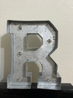 Galvanized Metal R Letter With Lights -  Industrial Design  Preowned 9 Inches