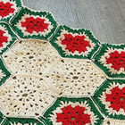 Vintage Crochet Poinsettia Christmas Tree Skirt Granny Squares Handmade Huge 63   