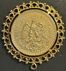 Replica 1947 50 Pesos Centenario Gold Colored Coin Inserted Into A Medallion