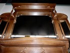 Antique Oak Fireplace Mantle  3 Beveled Mirrors  2 Columns  84 h X 60 w  1870