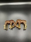 Vintage 1992 Mimi Di N 3-d Golden   Enameled Double Giraffe Belt Buckle