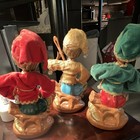 Vintage Set Of 3 Elf pixie Musician Figurines W  Instruments Christmas Decor