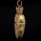 Antique Silver Gilt Repousse Vinaigrette Perfume Pendant Crowned Heart Locket