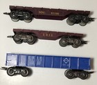 Marx O Gauge Toy Train Flat Freight Cars 9 Inch Long Metal Wheels Vintage 1950s