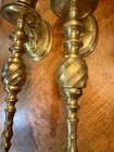 Vintage Solid Brass  2  Wall Sconce Candle Holders W glass Globes