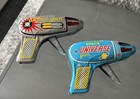  2  Vintage 1950   s Tin Friction 4 In Toy Atomic Space   Universe Guns Japan