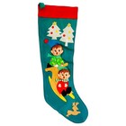 Vintage Rubber Faced Pixie Elf Christmas Stocking Japan Felt Sledding Reindeer