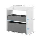 Toy Storage Organizer With 3 Fabric Bins Storage Rack For Kids  Toy Boxes  White