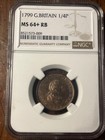 1799 Farthing Ms64  Ngc  Beautiful Original  Lustre  