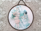 Vintage Victorian Chimney Flue Cover With Chain Two Young Girls In Fancy Dresses