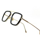 Square Glasses Men s Black Gold Frame Clear Lens Eyeglasses Retro Style Trendy