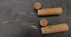 2 Antique Wooden Boye Sewing Machine Needle Cases W  Needles