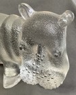 Kosta Boda Zoo Series - Glass Flatback Hippo Standing Paperweight Sweden