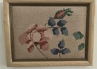 Completed Needlepoint Petit Point    pink Roses   
