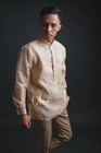 Barong Tagalog For Men Pi  a Organza With Lining Beige Unico Special