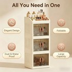 Cream Style Cosmetic Storage Organizer Foldable Dustproof Makeup Box Vanity