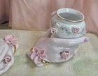 Elegant Vintage Bath Or Vanity Set  Porcelain Lefton L   amour   Ucago Hands 1950s