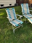 Vintage Mid-century Aluminum Telescope Tube Wrap Outdoor Folding Chair   Lounge