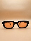 Unisex Black Square Sunglasses Orange Lens Retro Classic Fashion Eyewear