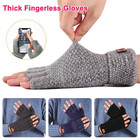 Winter Alpaca Wool Fingerless Gloves Thermal Men Knitted Half Finger Mitten Lot
