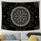 Vikama Black Gold Zodiac Mandala Tapestry Living Room Sofa Backdrop Wall Hanging