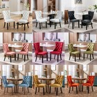 Set Of 2 Velvet Dining Chairs High Back Chair Kitchen Dining Chair W  Wood Legs