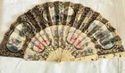 Fine Antique 19th Museum Quality French Hand Painted Carved Sticks Fan With Box