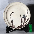 Antique Bakumatsu Seto Ware Ceramic Plate Iris Dragonfly Pattern Pcp306