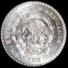 Large Brilliant Uncirculated Silver Mexico Un Peso Coin  Mexican 1 Peso  Sm2175