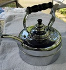 Vintage Classic English Simplex Kensington Whistling Tea Kettle Chrome   Copper