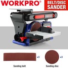 Workpro 4 In X 36 In Belt   6 In Disc Sander With 6pc Sandpaper Belt Disc Sander