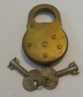 Vintage Padlock Brass Six Lever Working With 2 Keys