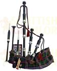 Black With Silver Mount Scottish Highland Bagpipe For Sale 300  Clan Tartans