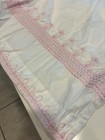 Pottery Barn Kids White Organic Cotton Crib Skirt Pink Embroidered