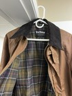 Barbour Classic Beaufort Waxed Brown Jacket Size Large Lined Pockets Zip snap