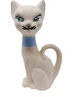 Mcm 6  Ceramic Cats With Blue Collars   Blue Eyes - 3 Piece Set - Unmarked