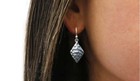 Italian Made 925 Sterling Silver Hammered Kite Drop Dangle Hook Earrings