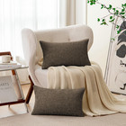 Dark Brown Chenille Throw Pillow Covers 12x20 Inch Pack Of 2 Modern Decorative T