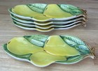 Vintage Set Of 5 Italy Majolica Embossed Ceramic Pear Branch Plate Dish  6922