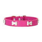 Durable Bone Leather Pet Dog Collar For Small Large Dogs Puppy Pug Chihuahua