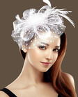 Fascinator Tea Party Hat Women 20s 50s Wedding Cocktail Flower Mesh A-white