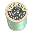 Vintage Mercerized Wooden Spool Size 50 J p  Coats Green 40 Yards