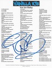 Vanilla Ice Signed Ice Ice Baby Lyrics Sheet Coa Exact Proof Autographed