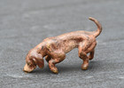 Cute Antique Austrian Vienna Cold Painted Bronze Figure Of Dachshund Puppy