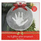 Lil Peach Baby s Handprint Or Footprint Christmas Ornament Kit Silver Glitter 