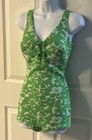 Vintage Elizabeth Stewart 60s Gogo Pinup Swimsuit Bullet Bra Green Floral Groovy