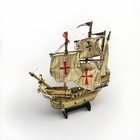 Vtg Santa Maria Ship Model  9  Wooden Clipper Ship W  Cloth Sails Nautical Decor
