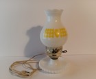 Vintage Hurricane Milk Glass Lamp Yellow Tulip Design Tested Works